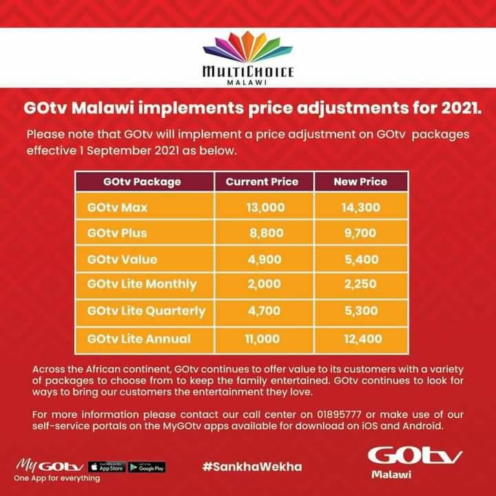 GOtv Malawi Implements Price Adjustments for 2021