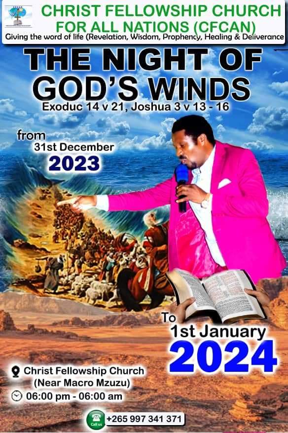 NIGHT OF GOD’S WINDS: Apostle Nyirongo’s CFCAN set for crossover night