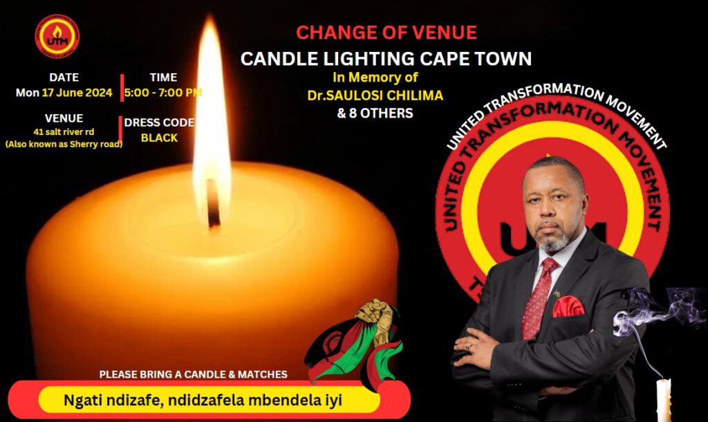 Malawians in South Africa to hold Candlelight Vigil in Honour of Chilima