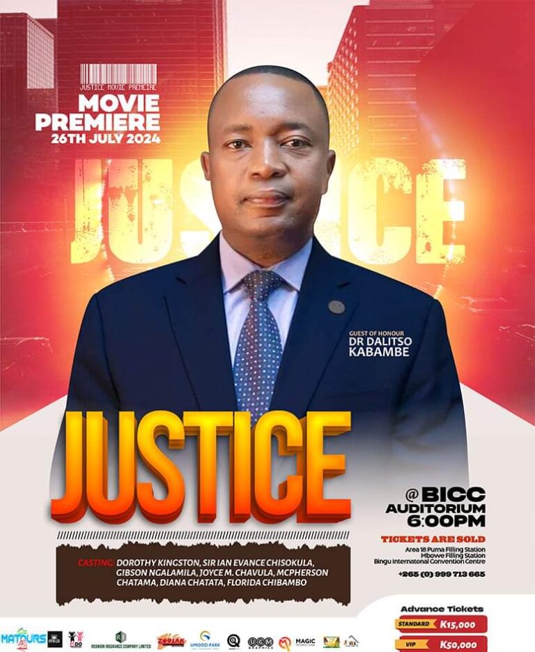 Dr Dalitso Kabambe to Grace “Justice” Movie Premiere Tomorrow at BICC